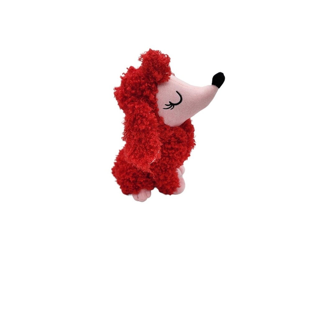 Kellytoy Red Pink French Poodle Puppy Plush 12” Curly Fur Dog Stuffed Animal
